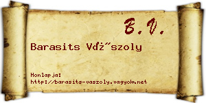 Barasits Vászoly névjegykártya
